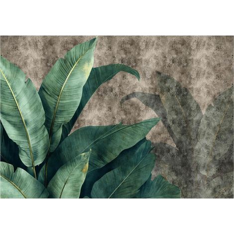 Papier peint panoramique feuilles abstrait intissé 300x210 cm mural salon chambre design intérieur (1/5)