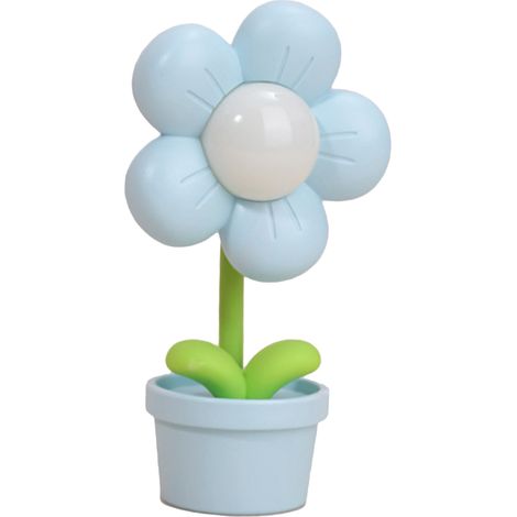 Veilleuse florale pour enfants, lumière douce, orientable à 360°, lampe de chevet à piles, bleue, idéale pour le salon. (1/5)