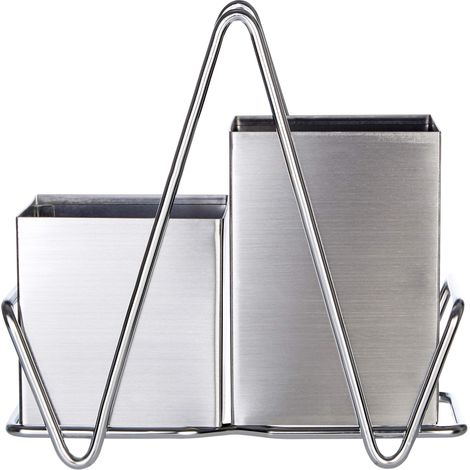 Premier Housewares Porta posate in acciaio INOX cromato con 2 scomparti (1/2)