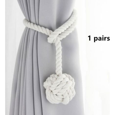 Embrace Knitted Curtain Tiebacks, Braided Cord Clips, Office or Room Decor, Set of 2