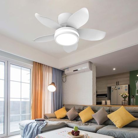Ventilateur de plafond moderne de 65 cm avec éclairage ,5 feuilles,LED à intensité variable,  6 vitesses, minuterie-Blanc (1/5)