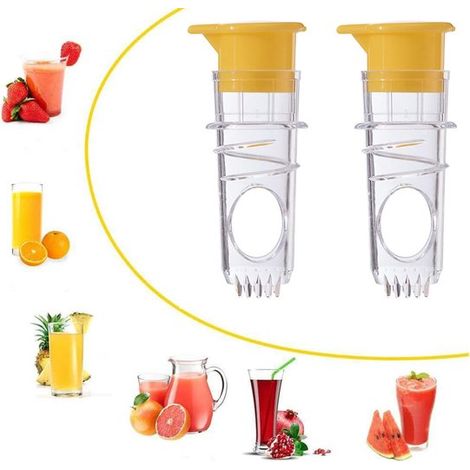 Mini exprimidor limones 2 piezas, Utensilio cocina multifuncional, espiral fácil usar, Compacto portátil, limas naranjas, Amarillo, transparente (1/5)