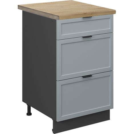 Küchenschränke Fame-Line, Hellblau-grau, 50 cm , AP Eiche, Vicco