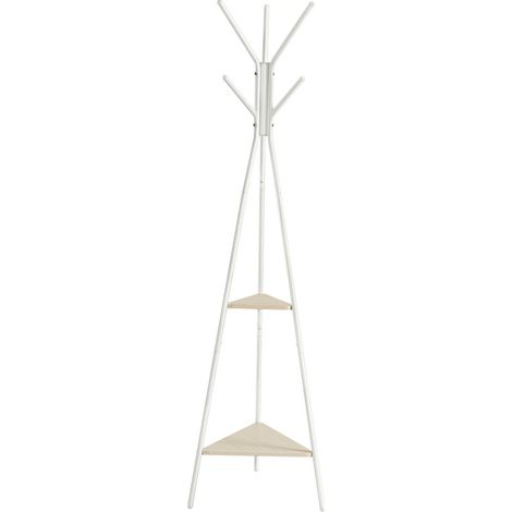 Vasagle – Portemanteau sur pieds – Style industriel avec 6 crochets et 2 étagères – Acier et aggloméré – Dimensions 43,5 x 50 x 181,6 cm