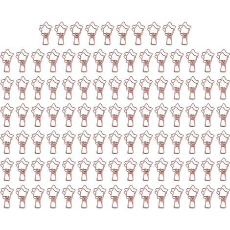 100 pièces Attaches Cute en Forme d'Étoile, Forte Force de Serrage, Agrafes Métalliques Solides pour Bureau, Comptabilité, Tickets, Rose Doré (1/5)