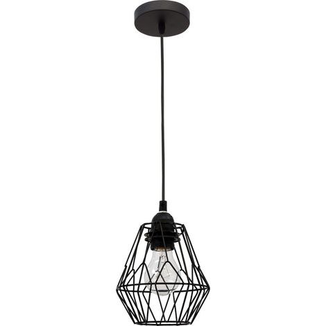 Merano Arrow Plafonnier Suspendu Filaire 15cm Acier, Noir, Câble Noir, LED E27, 40W,