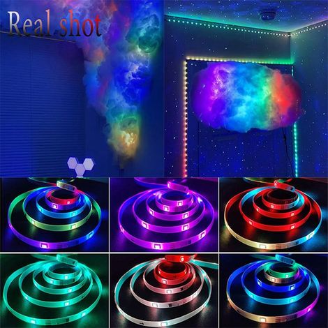 1 mètre Bande lumineuse LED RVB, 12 LED/m, 5050, télécommande IR + application Bluetooth, réglage luminosité et synchronisation musique, décoration intérieure (1/5)