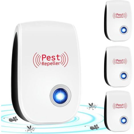 Répulsif Antiparasitaire à Ultrasons, Répulsif Ultrason Anti-Rongeurs Insectes 4 Pack, Ultrason Anti Moustique,9X 5.5X 6.5 cm (1/4)