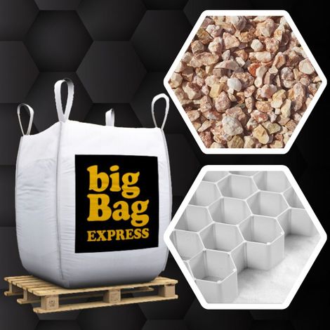 Pack Gravier Marbre Rose Ø 6/9 mm + Plaques Alvéolaires 15M², Big Bag de 0,9m³ (+/- 1,3T) - Livraison PREMIUM (1/5)