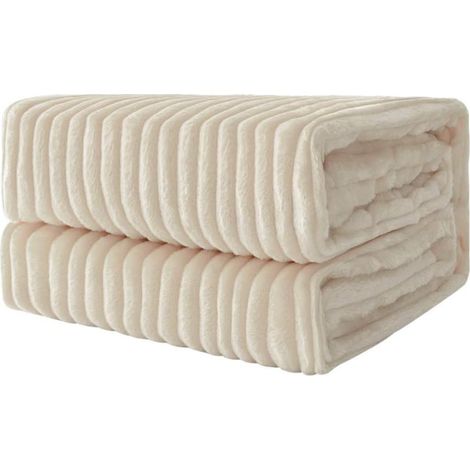 Couverture Polaire Beige Canapé Lit 150x200cm 1Pz (1/5)