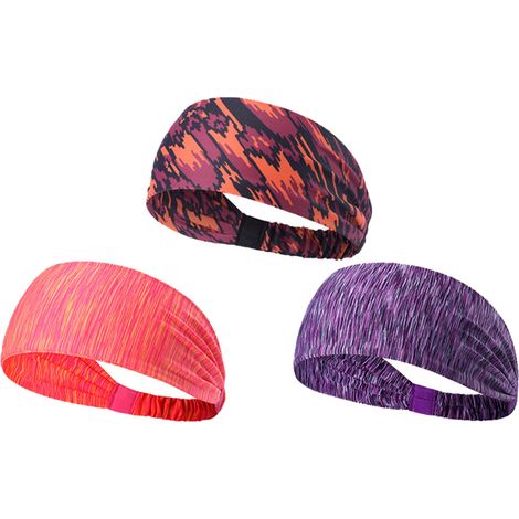 Bandeau de sport, lot de 3 bandeaux, bandeau anti-transpiration, bandeau antidérapant, pour le jogging, la course à pied, la randonnée, le cyclisme et la moto (1/5)
