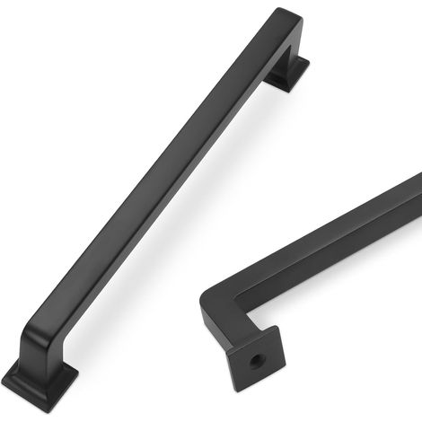 Lot de 6 poignées de placard de cuisine noir mat de 160 mm (6-1/4 po) pour placards, portes d'armoires, quincaillerie pour placards de cuisine, tiroirs d'armoires, poignées de commode (1/5)