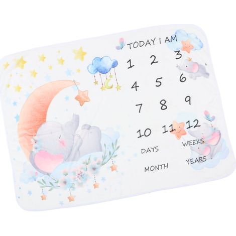 Monatliche Meilenstein-Decke für Babys (Jungen und Mädchen) – Neugeborenen-Fotodecke aus weichem Flanell im Elefanten-Design (1/5)