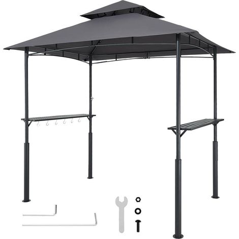 Pour jardin et patio, tonnelle de BBQ pour grillades, fêtes et pique-niques, toit double niveau gris foncé (1/5)