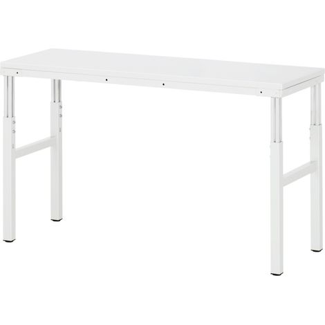 Arbeitstisch B1500xT500xH650-1000mm Arbeitsplatte Melamin Gestell lichtgrau RAU (1/2)