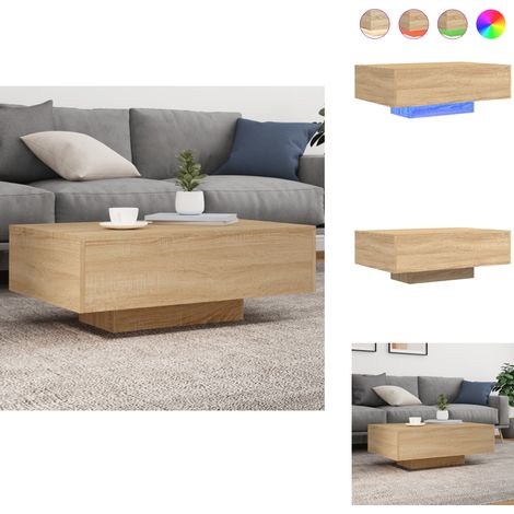 Table basse avec lumières LED chêne sonoma 85x55x31 cm - Table Basse Design - Table Basse Led - Table Basse Lumineuse - Meuble Salon - Table D'appoint (1/5)