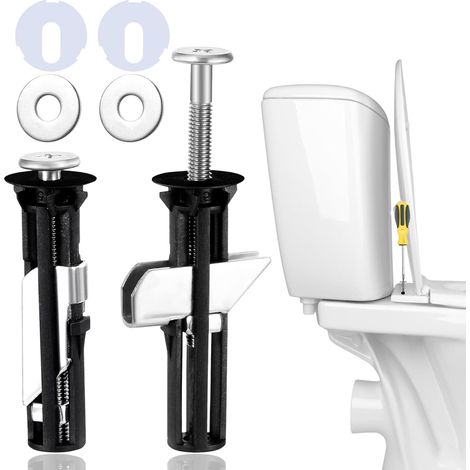 Lot de 2 Fixation Abattant WC Universel Longs en Acier Inoxydable, Fixation Cuvette WC, Abattant WC Fixations Charnières, Accessoires d'Entretien pour Couvercle de Toilette, Facile à Installer (1/5)