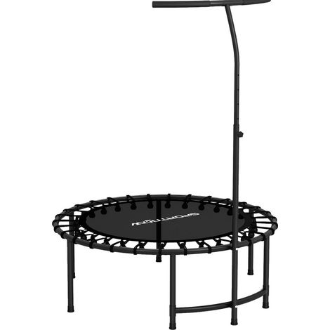 Trampoline de fitness avec poignée réglable 5 positions et cadre en acier, diamètre 102 cm, noir (1/5)