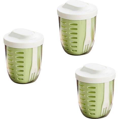 Salatbecher, Picknick-Obstbecher, doppelwandiger Abtropfbecher, grün (1/5)