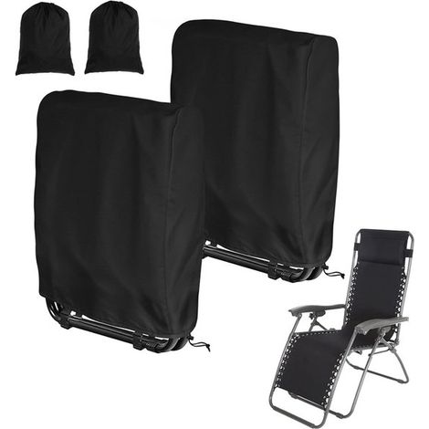 Funda para silla de jardín, 64x64x120/70 cm, Impermeable, Funda apta para sillas plegables, Muebles de jardín, sillas apilables, Negra (1/5)