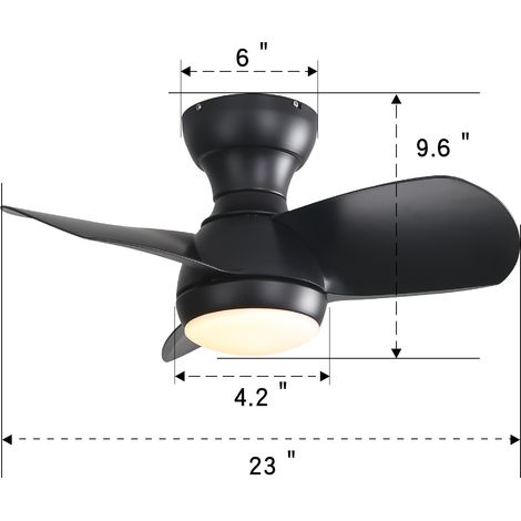 Mini ventilateur de plafond noir 58 cm pour chambre – LED 18W dimmable 3 couleurs, 3 pales ABS, télécommande, moteur DC silencieux , 58.4 x 58.4 x 27.1 cm (1/4)