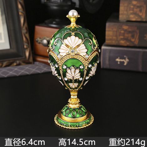 Boîte à bijoux de luxe en métal émaillé (or et vert)