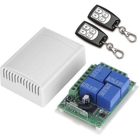 Récepteur radio 433 MHz avec relais et télécommande pour porte de garage automatique (12 V CC). (1/4)