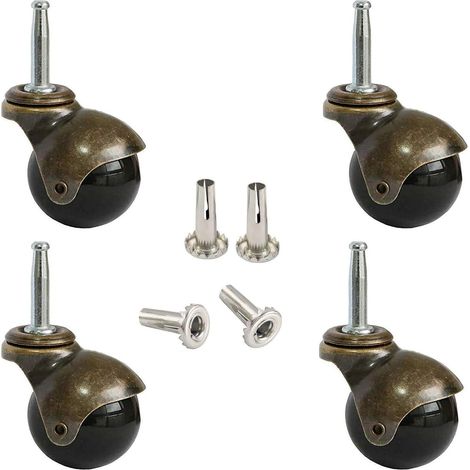 Rouleaux à billes pivotants, 50 mm, Rouleaux de rechange pour meubles vintage pour chaise, table à feuilles, chariot à thé, capacité de charge de 120 kg chacun (4 pièces) (1/5)