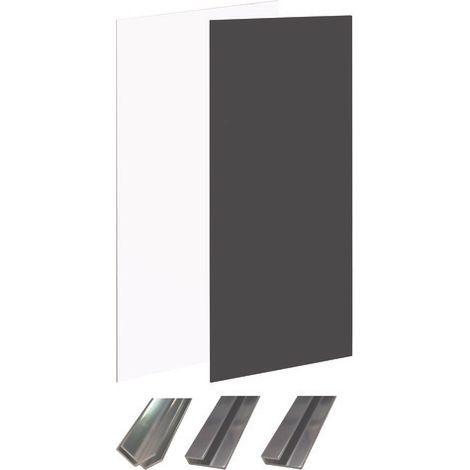 ONDEE ZEN - Pack montage 2 panneaux muraux en angle - blanc & noir 120 cm - profilé chromé (1/4)
