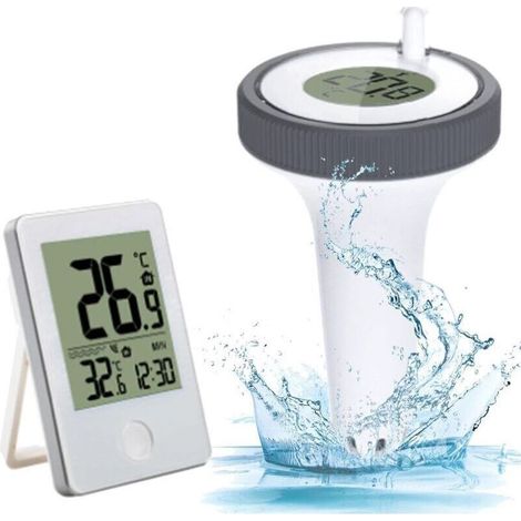 Thermomètre sans fil pour eau avec écran LCD, récepteur numérique intérieur/extérieur – idéal pour aquariums, spas et bains à remous (1/4)