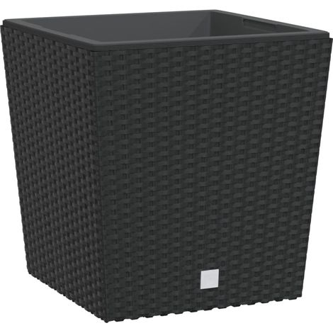 Jardinière bac lit surélevé plantes fleurs terrasse jardin et intérieur amovible 21 /32 L rotin PP anthracite (1/5)