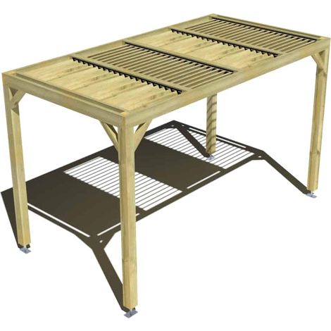 Pergola bois • 4m x 2m • indépendante • sens profondeur • lames orientables bioclimatiques incluses • livraison comprise (1/3)