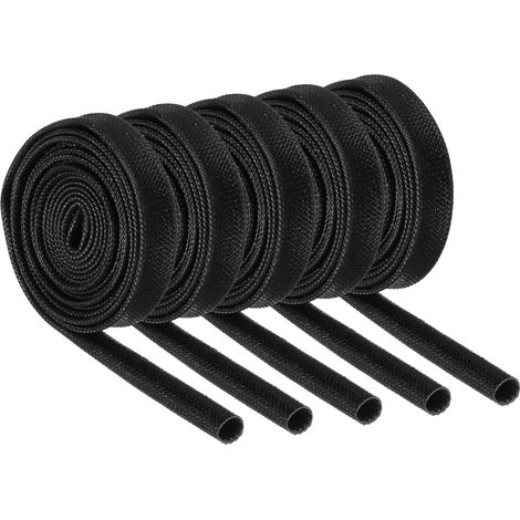 Manchons Coupe-Feu pour Tresse d'Isolation de Fil, Gaine en Fibre de Verre Enduite de Silicone Haute Température pour Le Câblage Électrique des Conduites Automobiles Noir 3mm (1/5)