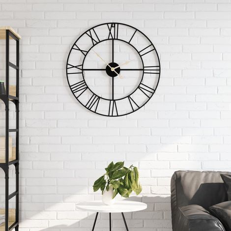vidaXL Orologio da Parete Nero Ø50 cm in Ferro (1/4)