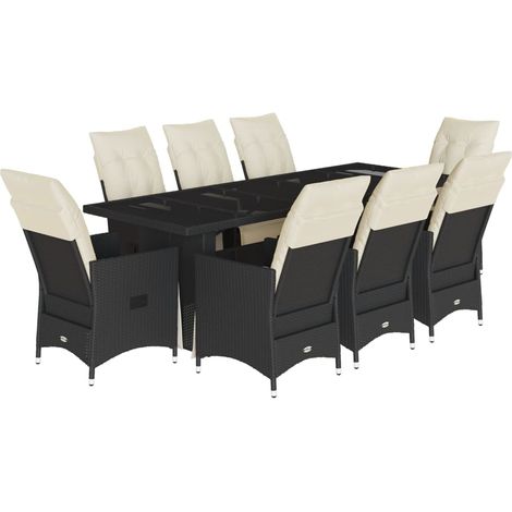 Maison Exclusive - Set de mesa y sillas de jardín 9 pzas y cojine (1/5)