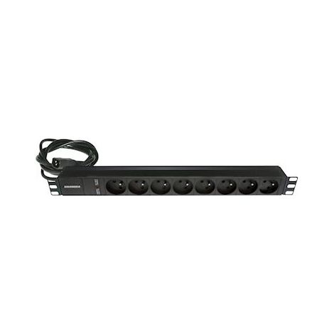 Bandeau 19 pouces 8 prises ute – Cordon avec fiche IEC C14 – Para-foudre et para-surtenseur – B8PCC14 – Gigamedia