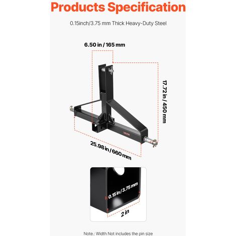 Attelage 3 Points avec Récepteur 5 cm Fixation Rapide 3 Points (1/5)