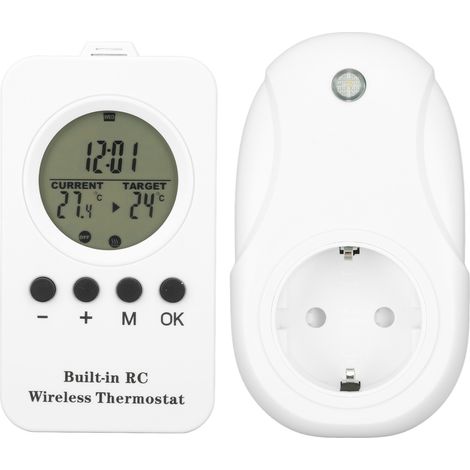 Kabelloser Thermostat zum Einstecken, digitaler Thermostat, tragbarer Heizkörper mit LCD-Fernbedienung, Wandheizkörper (1/5)