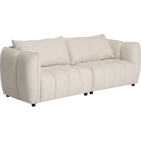 Canapé en tissu beige 3 places Kaori