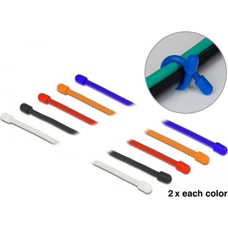 Delock Sujetacables flexible de LA 150 x AN 4 mm colores surtidos, set 10 piezas