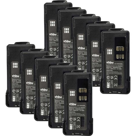 vhbw 10x Akku Ersatz für Motorola PMNN4415AR, PMNN4415, PMNN441 für Funkgerät, Walkie Talkie (2600 mAh, 7,4 V, Li-Ion) + Gürtelclip