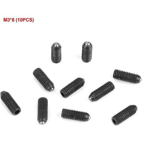 10 pistons à ressort à bille hexagonaux internes à filetage M3 en acier au carbone (M38)