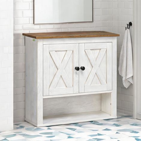 Meuble de salle de bain branco e Madeira 60 x 19,5 x 52,5 cm (1/5)