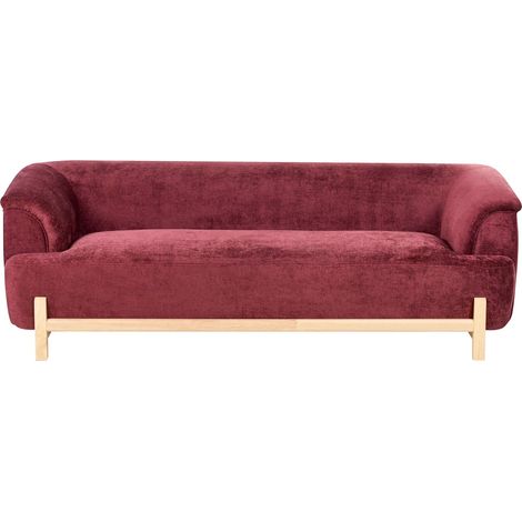 Divano a 3 posti imbottitura in poliestere gambe in legno soggiorno bordeaux Alnor
