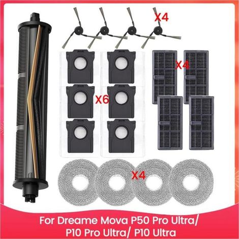 Pièce de Rechange pour Dreame Mova P50 Pro Ultra/ P10 Pro Ultra/ P10 Ultra, Brosse Latérale Tricut, Filtre Hepa, Chiffon de (1/5)