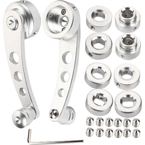 2-teiliger Fenstergriff aus Aluminiumlegierung mit Kurbelmechanismus für Chevrolet Oldtimer, Silber (1/5)
