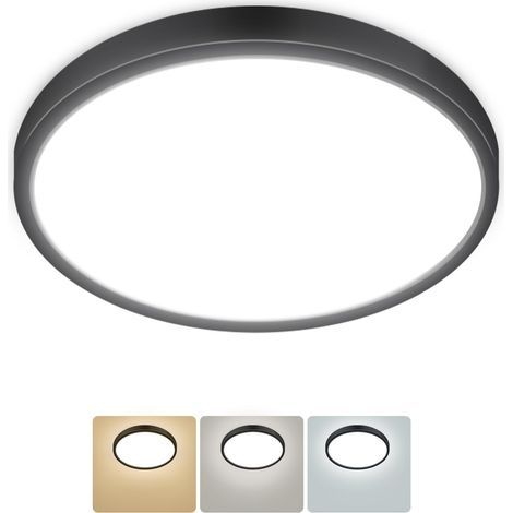 24-W-LED-Deckenleuchte, 3000 K, 4000 K, 6500 K, Schwarz, 2800 lm, IP54 wasserdicht, runde Leuchte (Ø 30 cm) für Badezimmer, Schlafzimmer, Wohnzimmer, Flur, Garage, Küche, Balkon (1/5)