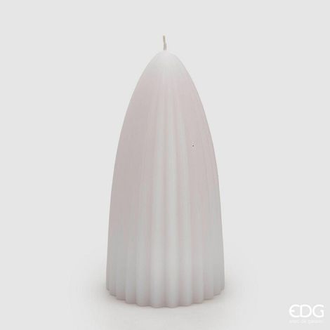 EDG Enzo De Gasperi Candela Curvy Righe H 18 Cm D 9 Cm Bianco