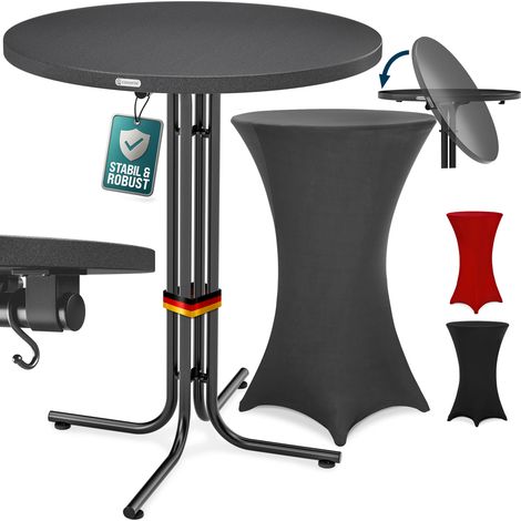 CASARIA® Table haute pliable avec housse mange debout 110 cm bar bistrot jardin 2 crochets inclus intérieur extérieur Table grise - housse grise