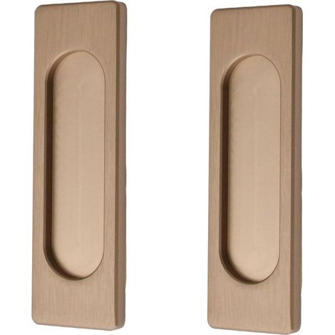 MOROBOR poignée de porte coulissante rectangulaire auto - adhésive. 2 poignées sans emboutissage en aluminium à tirage plat pour armoire de porte et fenêtre coulissante de grange (bronze doré. 100mm) (1/5)